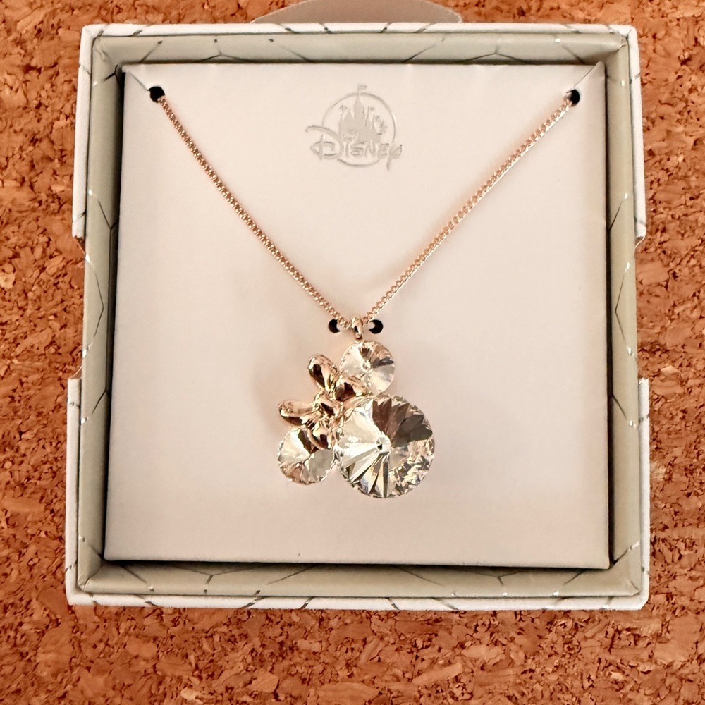 Disney Parks Rose Gold Chunky Minnie Mouse Necklace New in Box